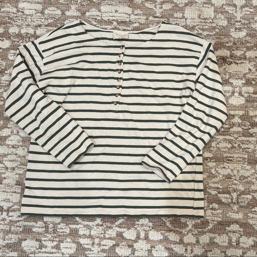 Sezane Black and White Striped Top